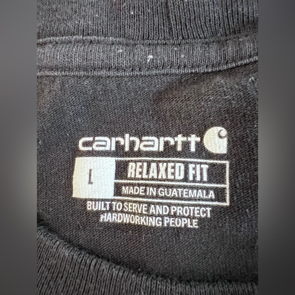 Carhartt Pocket T Shirt Adult Sz Large Relaxed Fit Black Big Logo Mens - Picture 7 of 7